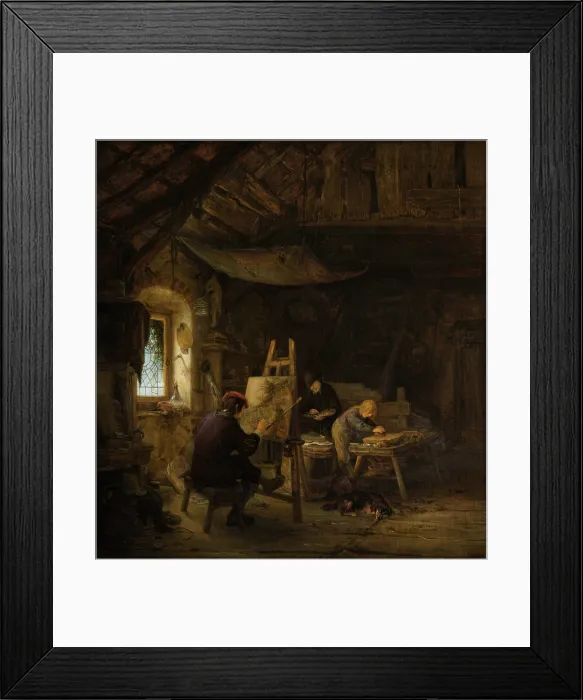 Framed Print : The Painter's Studio, by Adriaen van Ostade, 1670-75, Dutch painting, oil on panel