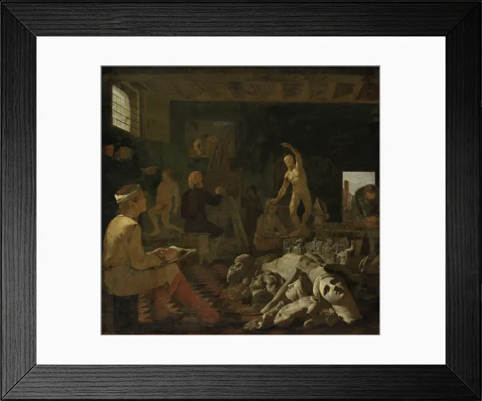 Framed Print : A Painter's Studio, by Michael Sweerts, 1646-50, Flemish painting, oil on canvas. A Roman painter's studio, in which phases of artistic training are to be seen Framed Print : A Painter's Studio, by Michael Sweerts, 1646-50, Flemish painting, oil on canvas. A Roman painter's studio, in which phases of artistic training are to be seen