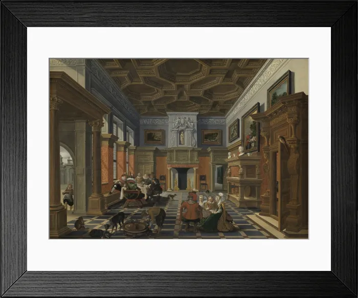 Framed Print : Interior with a Company, by Bartholomeus van Bassen / Esaias van de Velde, 1622-24, Dutch oil painting