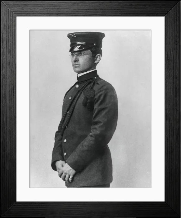 Framed Print : Harry Truman wearing his Missouri National Guard uniform, ca. 1905. He failed the military physicals for West Point and Annapolis because of his poor eyesight