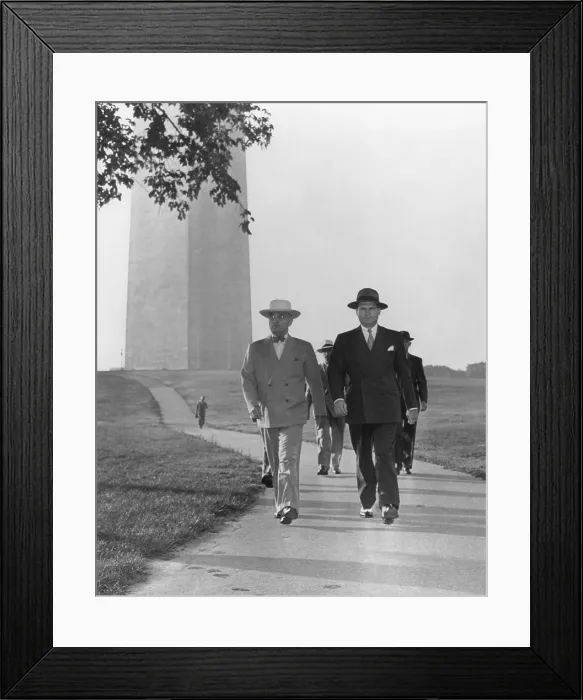Framed Print : President Harry Truman and Secret Service men on a walk near the White House in 1946. - (BSLOC_2014_15_30)