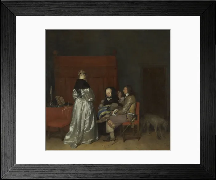 Framed Print : Gallant Conversation, by Gerard ter Borch (II), 1654, Dutch painting, oil on canvas. Also called The Paternal Admonition Framed Print : Gallant Conversation, by Gerard ter Borch (II), 1654, Dutch painting, oil on canvas. Also called The Paternal Admonition