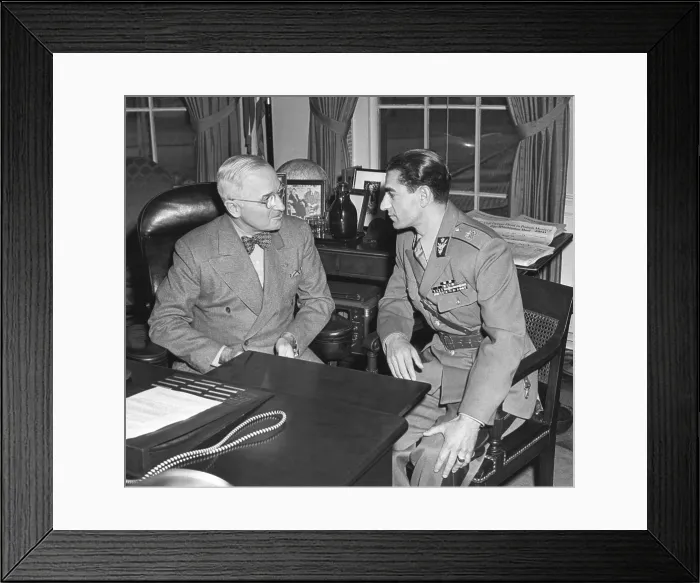 Framed Print : President Harry S. Truman with the Shah of Iran in the Oval Office. Nov. 18, 1949