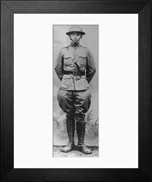 Framed Print : Harry Truman as a soldier in World War I. Truman was promoted to captain in April 1918, and commanded Battery D of the 129th Field Artillery. - (BSLOC_2014_15_4)
