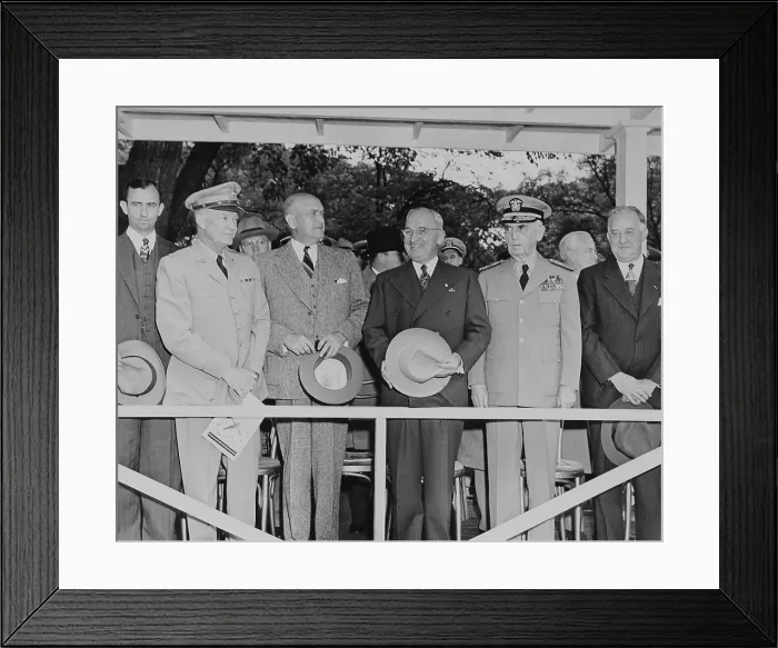 Framed Print : Civilian and military leaders at the Arm Forces Day parade, May 20, 1950