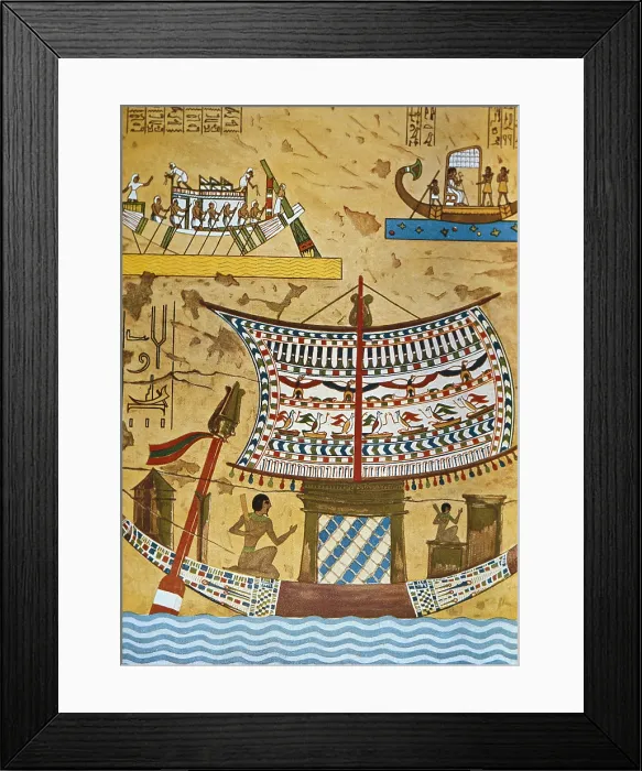 Framed Print : Egyptian ship on the Nile. Egyptian art. Painting. EGYPT. Cairo. Egyptian Museum. - Iberfoto / Everett Collection (273988)**US SALES ONLY**
