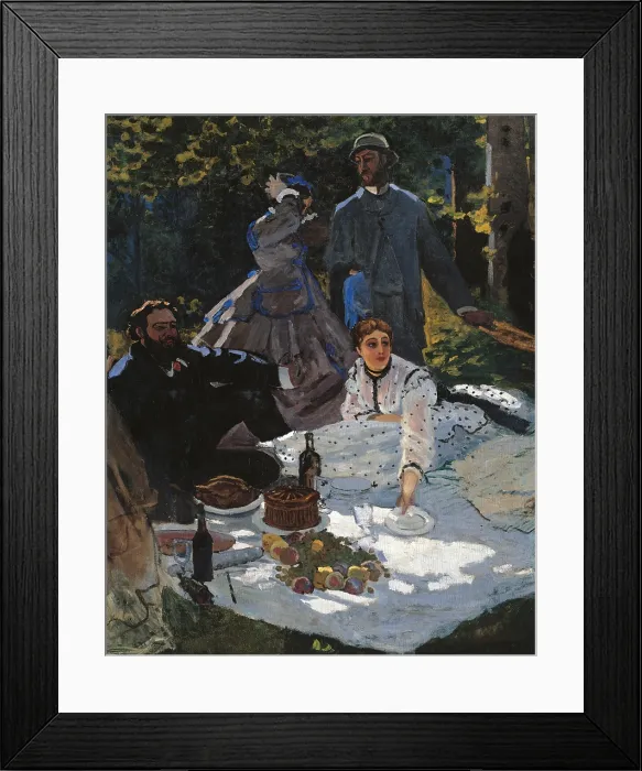 Framed Print : The Breakfast in the Greenery, by Claude Monet, 1865 - 1866, 19th Century, oil on canvas, cm 248 x 271 - France, Ile de France, Paris, Muse dOrsay. Detail Framed Print : The Breakfast in the Greenery, by Claude Monet, 1865 - 1866, 19th Century, oil on canvas, cm 248 x 271 - France, Ile de France, Paris, Muse dOrsay. Detail