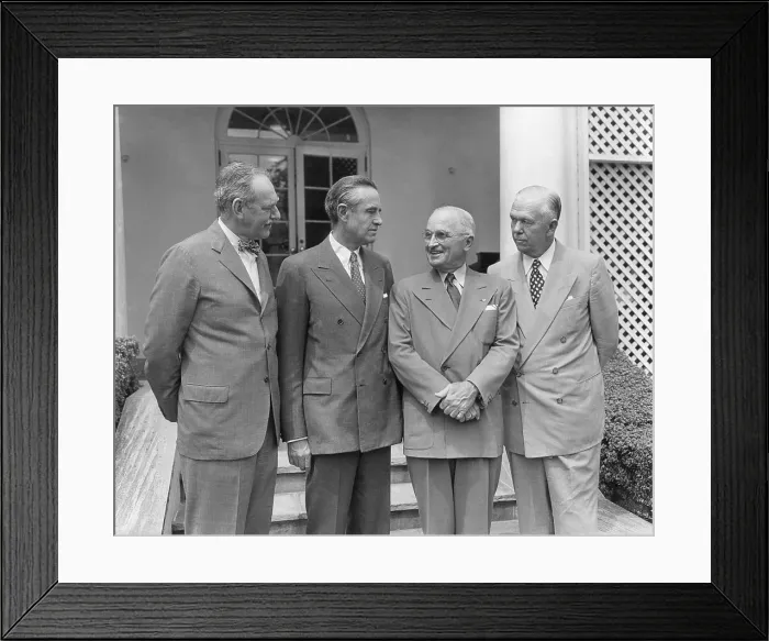 Framed Print : President Harry Truman with the men who guided U.S. policy through the first years of the Cold War. July 13, 1951 Framed Print : President Harry Truman with the men who guided U.S. policy through the first years of the Cold War. July 13, 1951