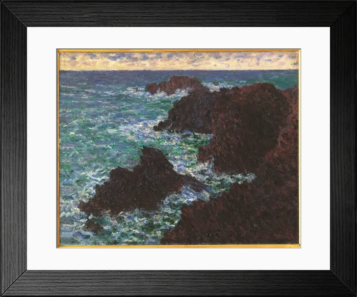 Framed Print : The Rocks at Belle Ile, by Claude Monet, 1886, 19th Century, oil on canvas, cm 65 x 81, 5 - France, Ile de France, Paris, Muse dOrsay, RF2777. All