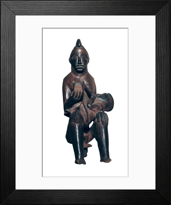 Framed Print : Statue of Maternity. Mbala art. African art. Sculpture on wood. BELGIUM. Tervuren. Musee Royal de l'Afrique Central (Royal Museum for Central Africa)