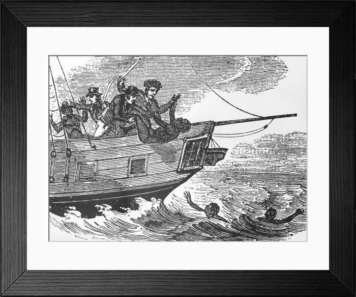 Framed Print : European sailors throwing African captives slaves overboard during Middle Passage to the Americas