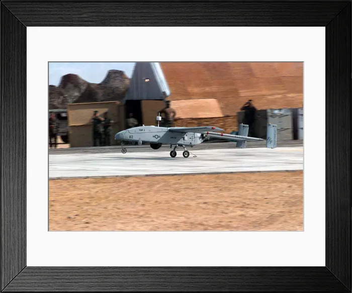 Framed Print : Marine Unmanned Aerial Vehicle lands after a surveillance mission