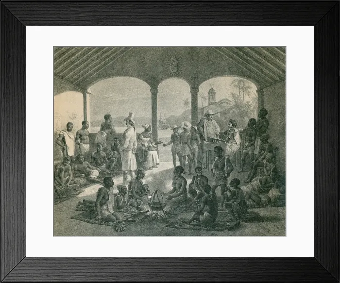 Framed Print : Slave market in Rio de Janeiro 1835. Brazil was the destination of approximately one third of enslaved Africans, who worked on plantations of the world largest producer of sugar Framed Print : Slave market in Rio de Janeiro 1835. Brazil was the destination of approximately one third of enslaved Africans, who worked on plantations of the world largest producer of sugar