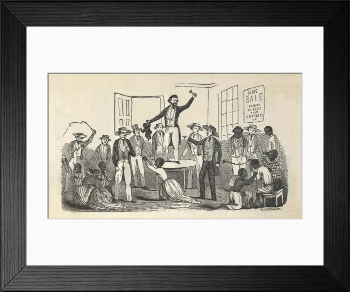 Framed Print : Illustration of fugitive slave Henry Bibb's eyewitness account of a slave auction