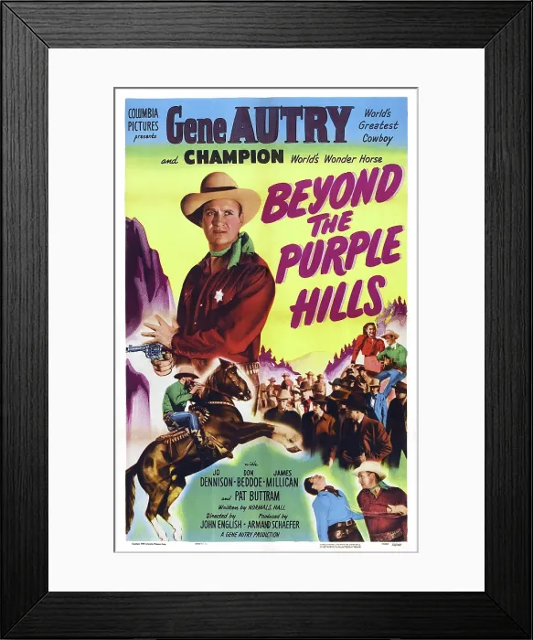 Framed Print : BEYOND THE PIRPLE HILLS, US poster, Gene Autry, 1950