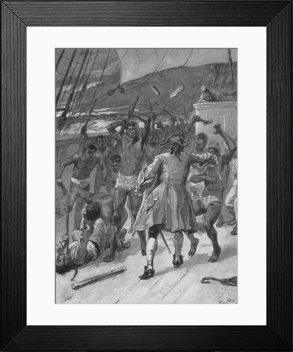 Framed Print : African captives fight against a 18th century the slave ship crew Framed Print : African captives fight against a 18th century the slave ship crew