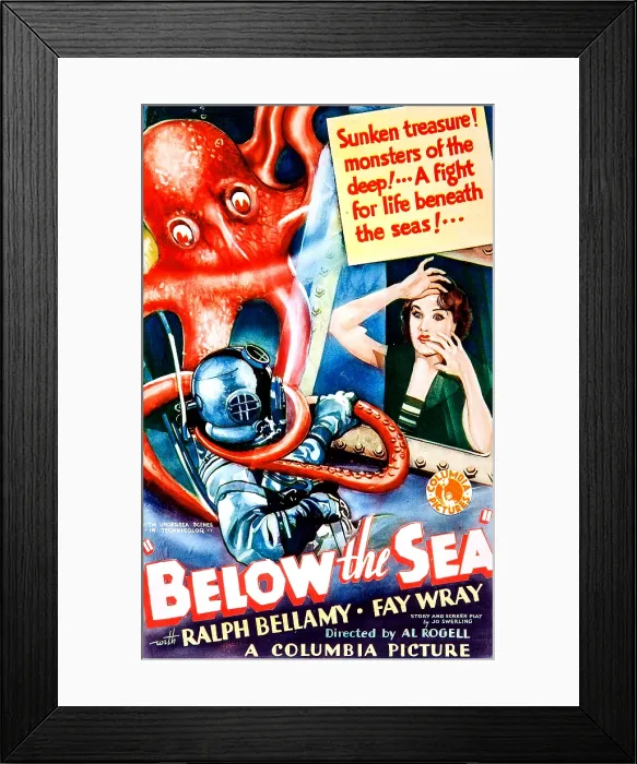 Framed Print : BELOW THE SEA, US poster art, Fay Wray, 1933