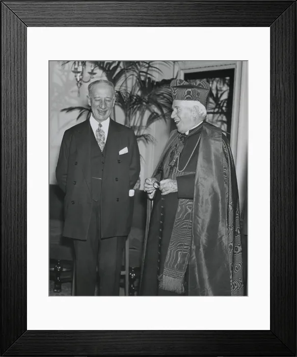 Framed Print : Governor Alfred E. Smith at a 1920s Catholic Charities Drive with Cardinal Patrick Hayes
