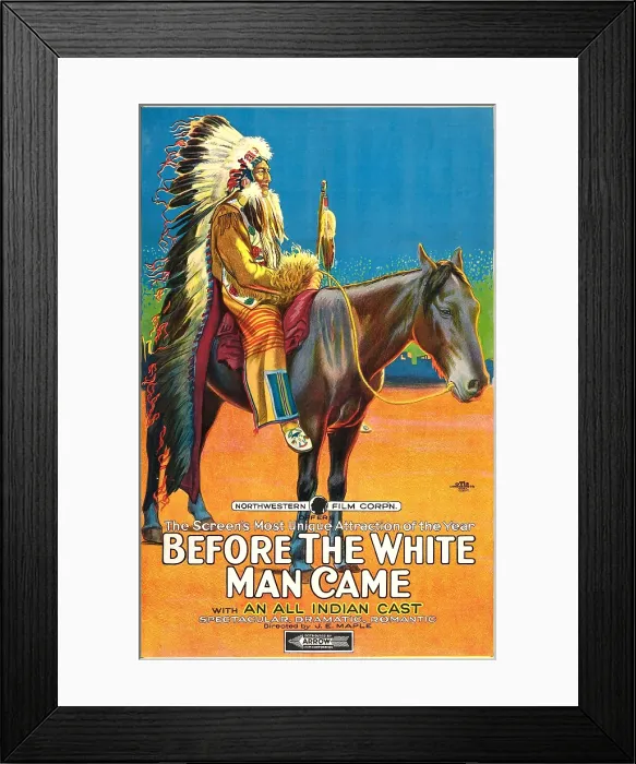 Framed Print : BEFORE THE WHITE MAN CAME, mounted on horse: Old Badger; 1-sheet poster art, 1920