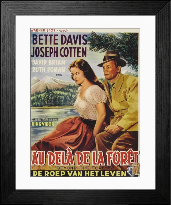 Framed Print : BEYOND THE FOREST, (aka AU DELA DE LA FORET), l-r: Bette Davis, Joseph Cotten on Belgian poster art, 1949