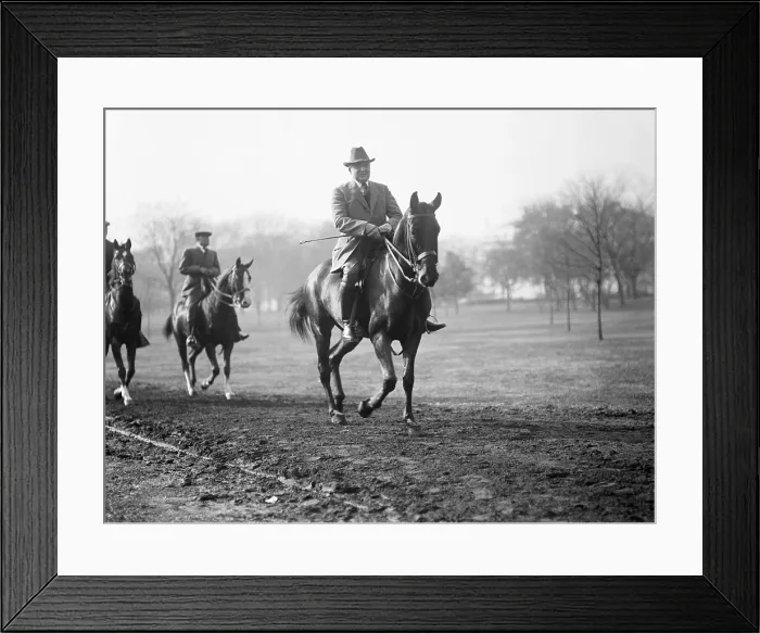 Framed Print : President Warren Harding riding a horse on the Capital Mall, ca. 1921-22. (BSLOC_2015_15_24)