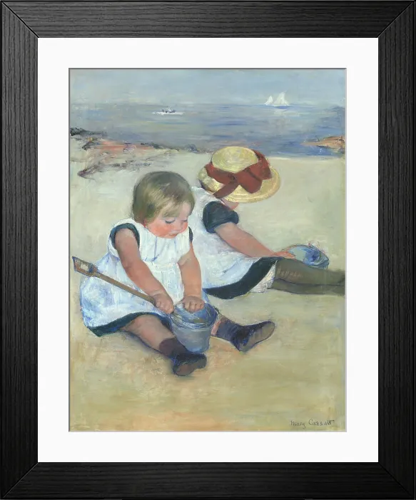 Framed Print : Children Playing on the Beach, by Mary Cassatt, 1884, American painting, oil on canvas