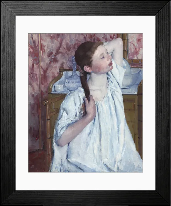 Framed Print : Girl Arranging Her Hair, by Mary Cassatt, 1886, American painting, oil on canvas