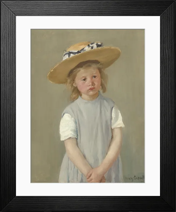 Framed Print : Child in a Straw Hat, by Mary Cassatt, 1886, American painting, oil on canvas