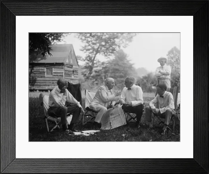 Framed Print : Henry Ford, Thomas Edison, President Warren Harding and Harvey Firestone. Harding joined the industrialists at their campsite in Maryland on July 19, 1921. (BSLOC_2015_15_31) Framed Print : Henry Ford, Thomas Edison, President Warren Harding and Harvey Firestone. Harding joined the industrialists at their campsite in Maryland on July 19, 1921. (BSLOC_2015_15_31)