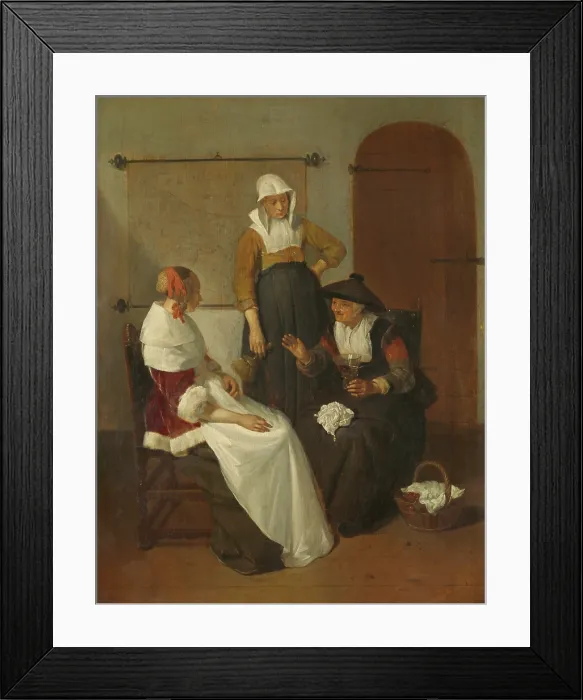 Framed Print : A Confidential Chat, by Quiringh van Brekelenkam, 1661, Dutch painting, oil on panel
