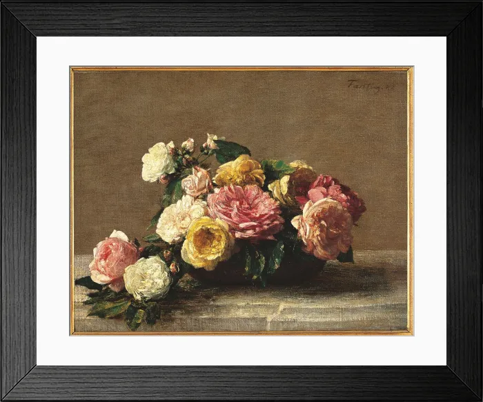 Framed Print : Roses in a Bowl, by Henri Fantin-Latour, 1882, 19th Century, oil on canvas, cm 36, 5 x 46 - France, Ile de France, Paris, Muse dOrsay. All Framed Print : Roses in a Bowl, by Henri Fantin-Latour, 1882, 19th Century, oil on canvas, cm 36, 5 x 46 - France, Ile de France, Paris, Muse dOrsay. All