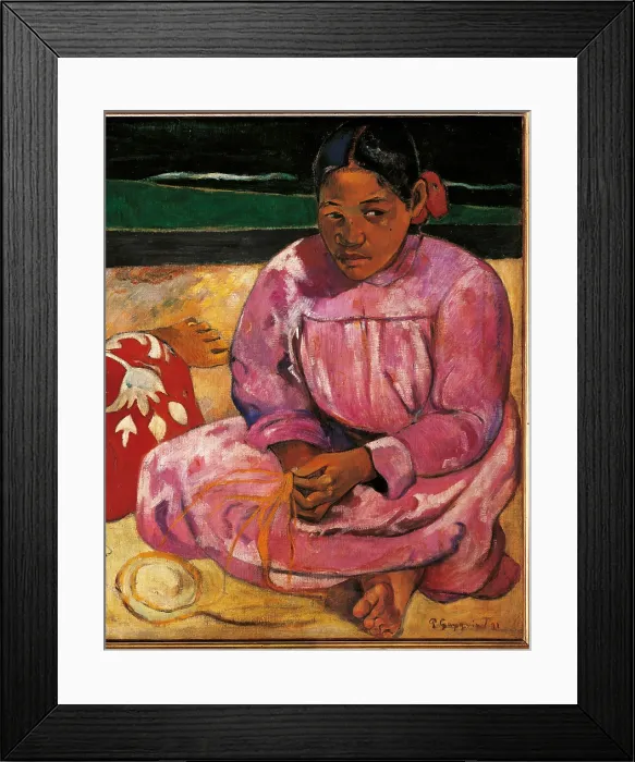 Framed Print : Tahitian Women, by Paul Gauguin, 1891, 19th Century, oil on canvas, cm 69 x 91, 5 - France, Ile de France, Paris, Muse dOrsay, R.Ff 2765. Detail