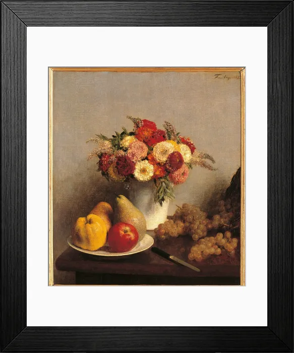 Framed Print : Flowers and Fruit, by Henri Fantin-Latour, 1865, 19th Century, oil on canvas, cm 64 x 57 - France, Ile de France, Paris, Muse dOrsay. All
