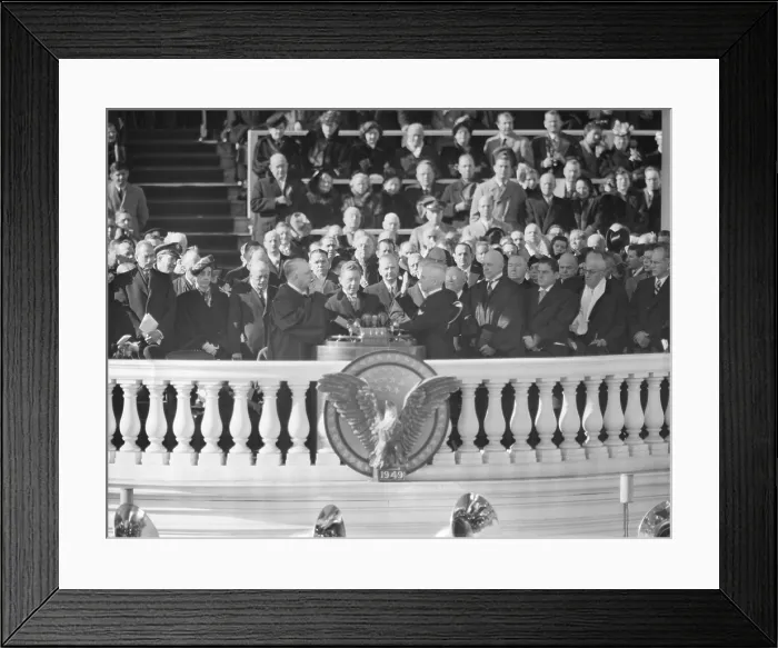 Framed Print : President Harry Truman being sworn into office for his second term. Jan. 20, 1949. - (BSLOC_2014_15_59)