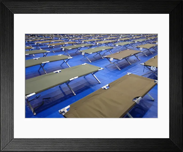 Framed Print : More than 168 cots sit at Kunsan Air Base during civilian evacuation exercise to test the military's ability to evacuate noncombatants from South Korea Framed Print : More than 168 cots sit at Kunsan Air Base during civilian evacuation exercise to test the military's ability to evacuate noncombatants from South Korea