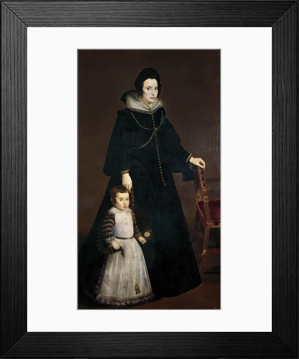 Framed Print : VELAZQUEZ, Diego Rodriguez de Silva (1599-1660). Antonia de Ipenarrieta y Galdos and her son, Luis. 1631