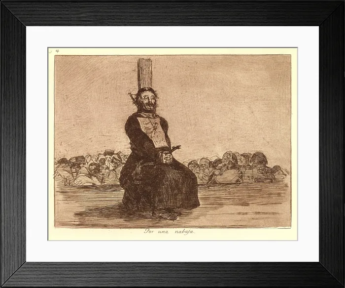 Framed Print : GOYA Y LUCIENTES, Francisco de (1746-1828). On account of a knife. 1810-1820. Plate 34 of 'The Disasters of War'. Etching. SPAIN. Madrid. National Library