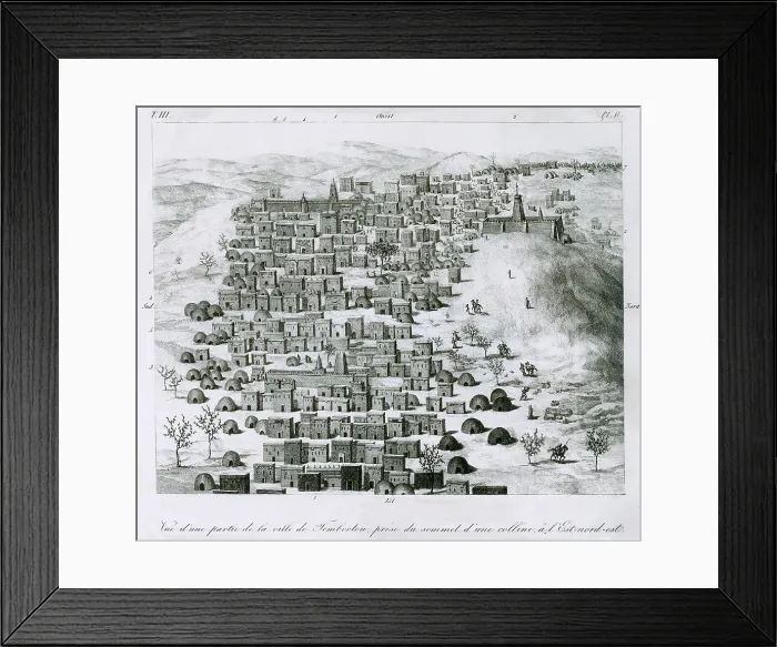 Framed Print : First European image of the African city Timbuktu by Ren-Auguste Cailli (1799-1838)