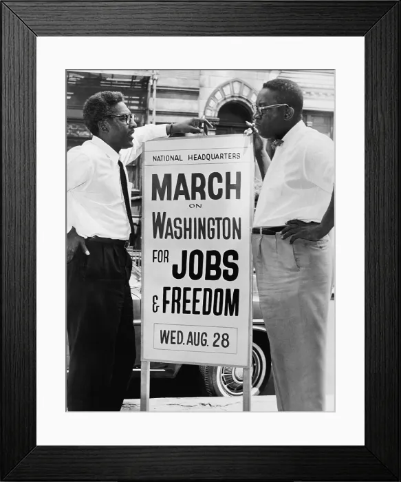 Framed Print : For Bayard Rustin (1912-1987), here with colleague Cleveland Robinson, the role as chief organizer of the March on Washington of August 13, 1963 Framed Print : For Bayard Rustin (1912-1987), here with colleague Cleveland Robinson, the role as chief organizer of the March on Washington of August 13, 1963