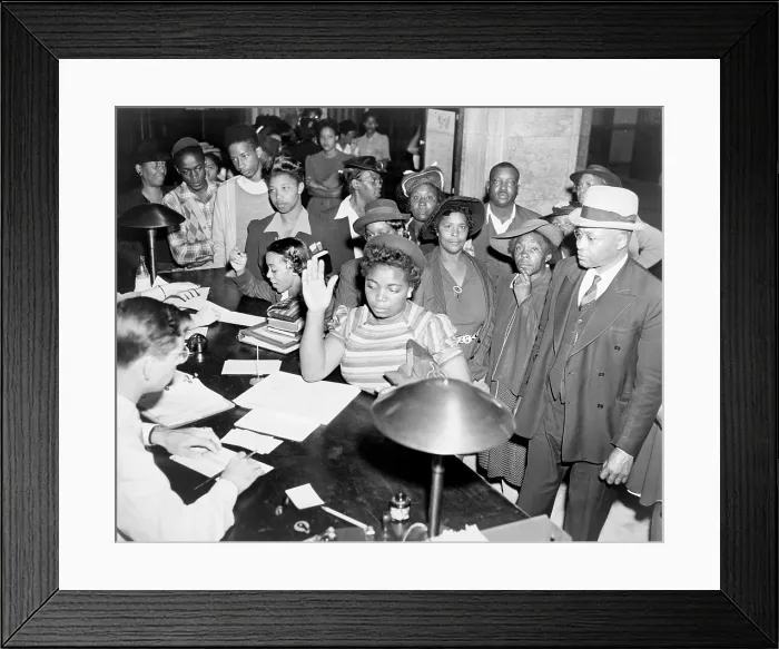 Framed Print : African Americans lined up to register to vote for the Georgia Democratic Primary, Atlanta in 1944 Framed Print : African Americans lined up to register to vote for the Georgia Democratic Primary, Atlanta in 1944