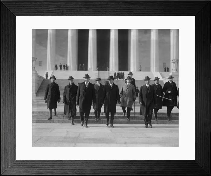 Framed Print : President Warren Harding and VP Calvin Coolidge in a group near the Lincoln Memorial. Dec. 18, 1922. (BSLOC_2015_15_42)