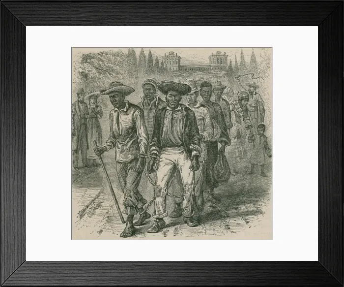 Framed Print : Image depicts an 1815 slave-coffle wearing handcuffs and shackles passing the United States Capitol Framed Print : Image depicts an 1815 slave-coffle wearing handcuffs and shackles passing the United States Capitol
