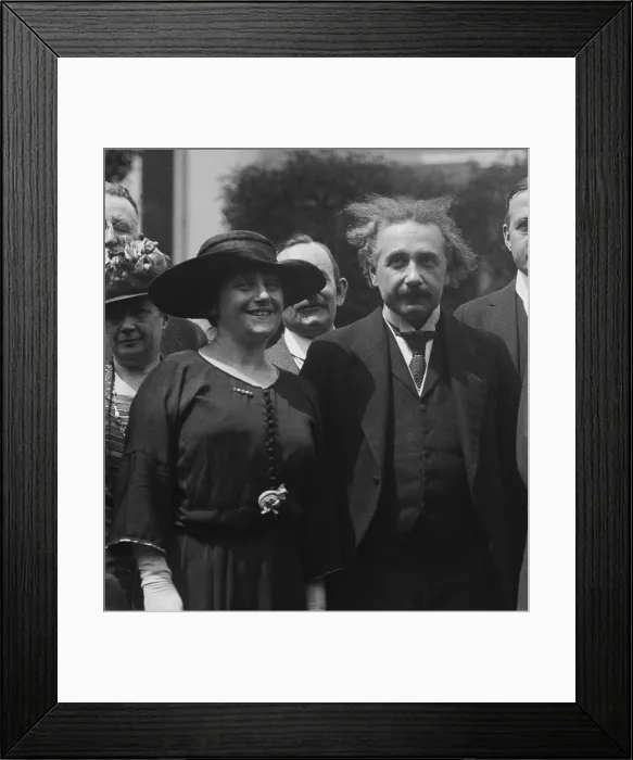 Framed Print : Physicist Albert Einstein and his second wife, Elsa Lowenthal, at the White House. They were as guests of President Warren Harding. April 25, 1921. (BSLOC_2015_15_36)