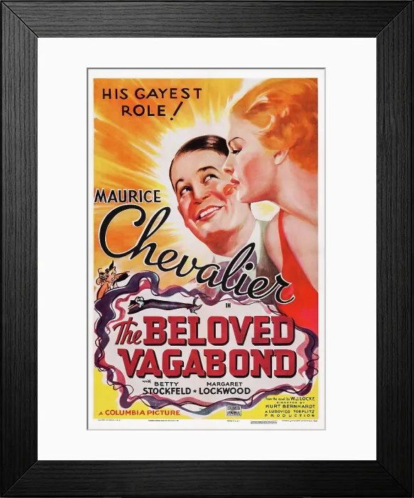 Framed Print : THE BELOVED VAGABOND, US poster art, from left: Maurice Chevalier, Margaret Lockwood, 1936