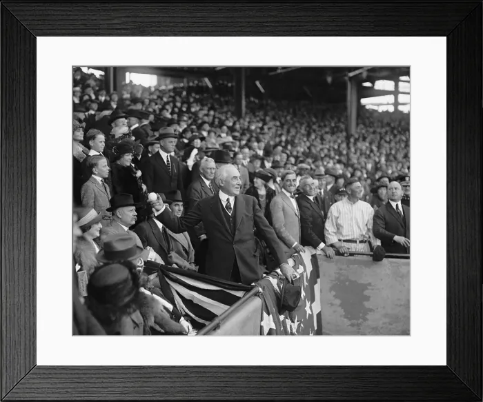 Framed Print : President Warren Harding throwing out the first base ball on opening day, 1922. Washington D.C. (BSLOC_2015_15_47)