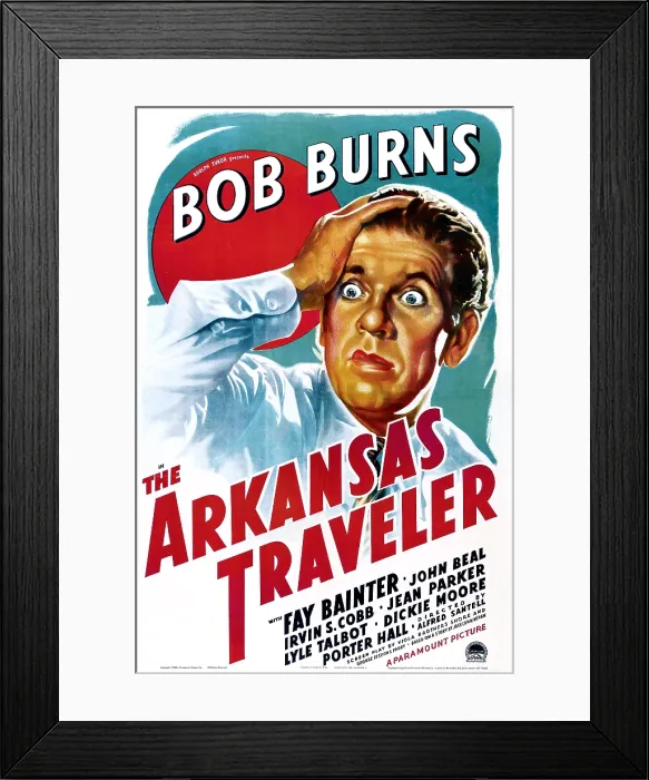 Framed Print : THE ARKANSAS TRAVELER, US poster art, Bob Burns, 1938