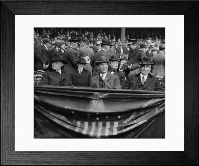 Framed Print : President Warren Harding at Yankee Stadium, April 24, 1923. L-R: Harry New, Postmaster General; Dr
