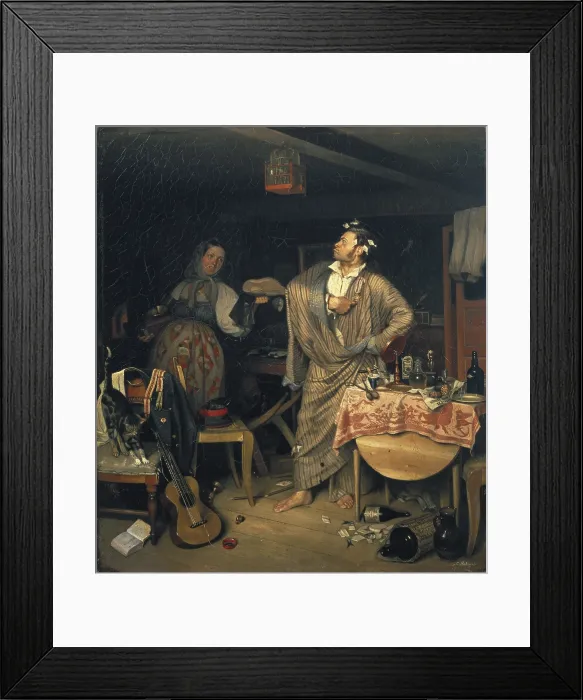 Framed Print : FEDOTOV, Pavel Andreevich (1815-1852). Newly Decorated (The Morning after the Official Has Received His First Decoration). 1846. Realism. Oil on canvas. RUSSIA. Moscow