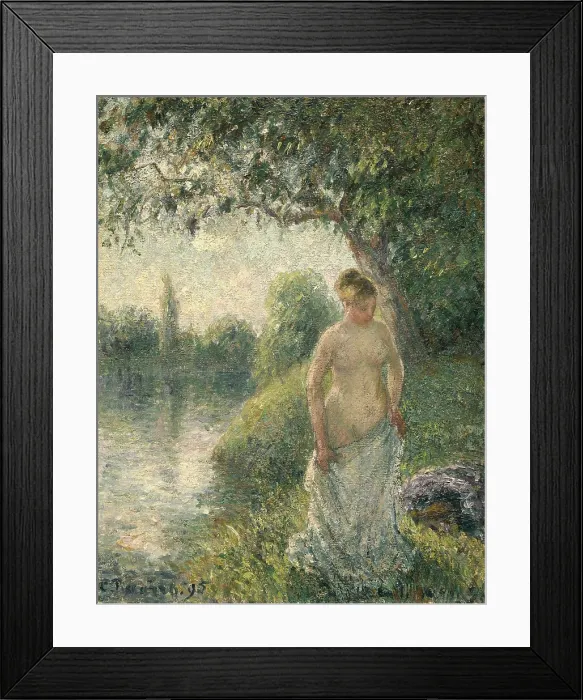 Framed Print : The Bather, by Camille Pissarro, 1895, French impressionist painting, oil on canvas. Semi-nude bather in a waterside landscape Framed Print : The Bather, by Camille Pissarro, 1895, French impressionist painting, oil on canvas. Semi-nude bather in a waterside landscape
