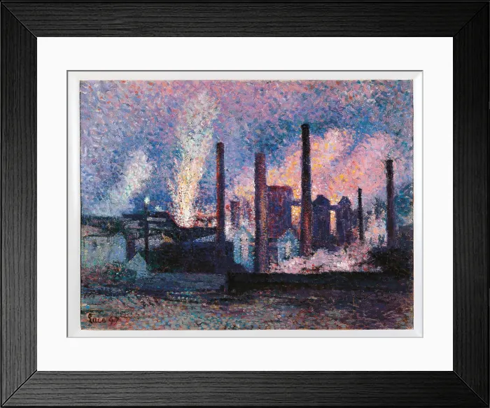 Framed Print : Steelworks near Charleroi, by Unknown Artist, 1897, 19th Century, oil on canvas, cm 38, 5 x 51 - France, Ile de France, Paris, Muse dOrsay, RF1990-27. All